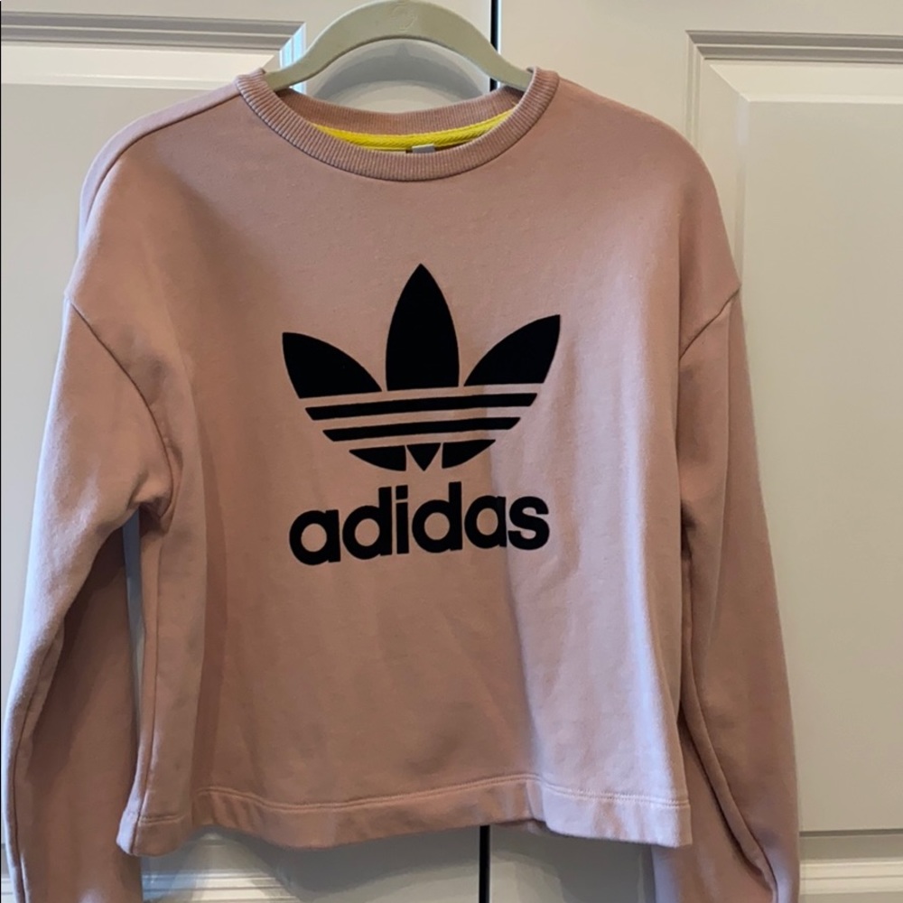adidas pink cropped sweatshirt